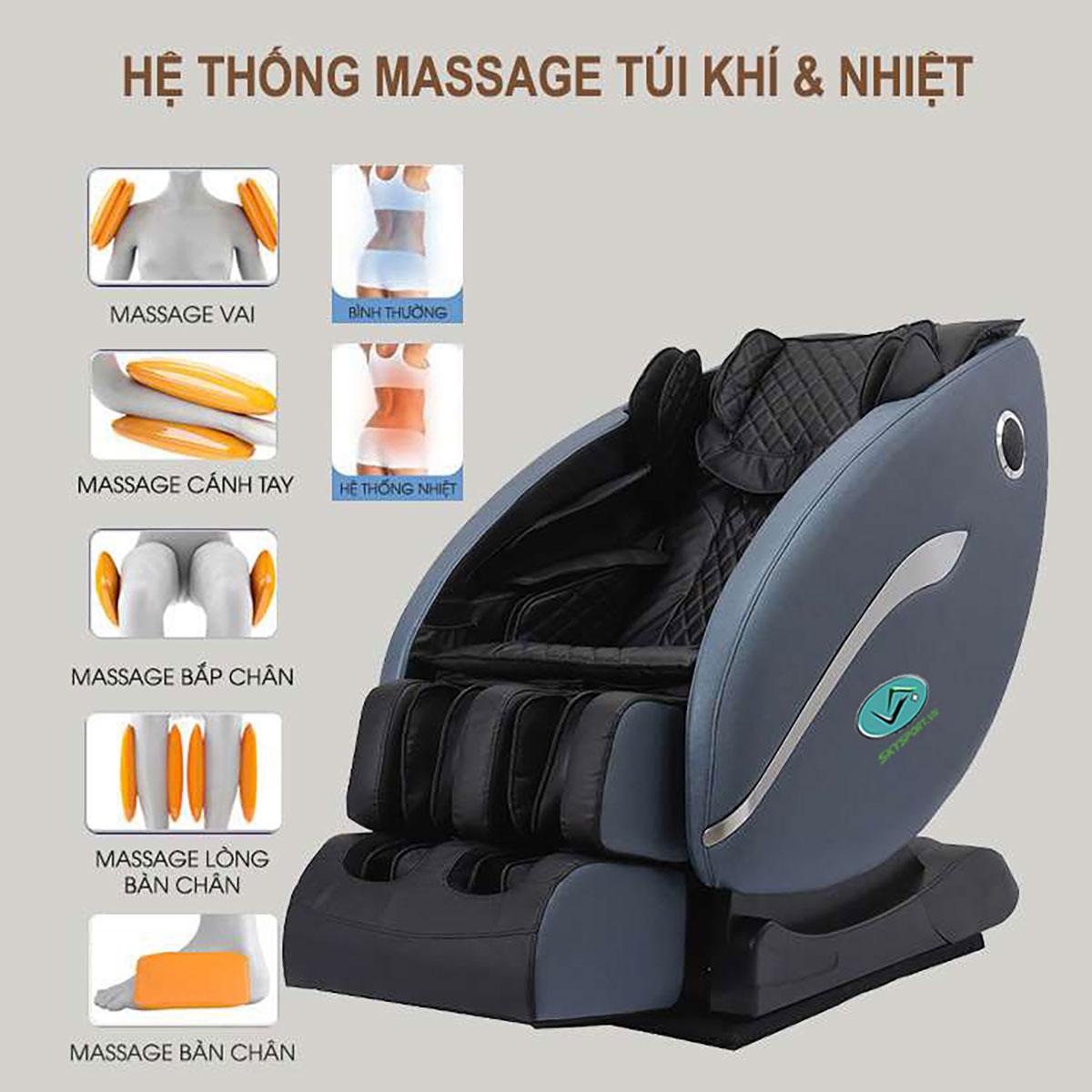Ghế massage được trang bị con lăn và túi khí đem đến cho bạn những trải nghiệm thoải mái thư giãn